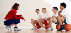 Picture of a Basketball Coach with pupils
